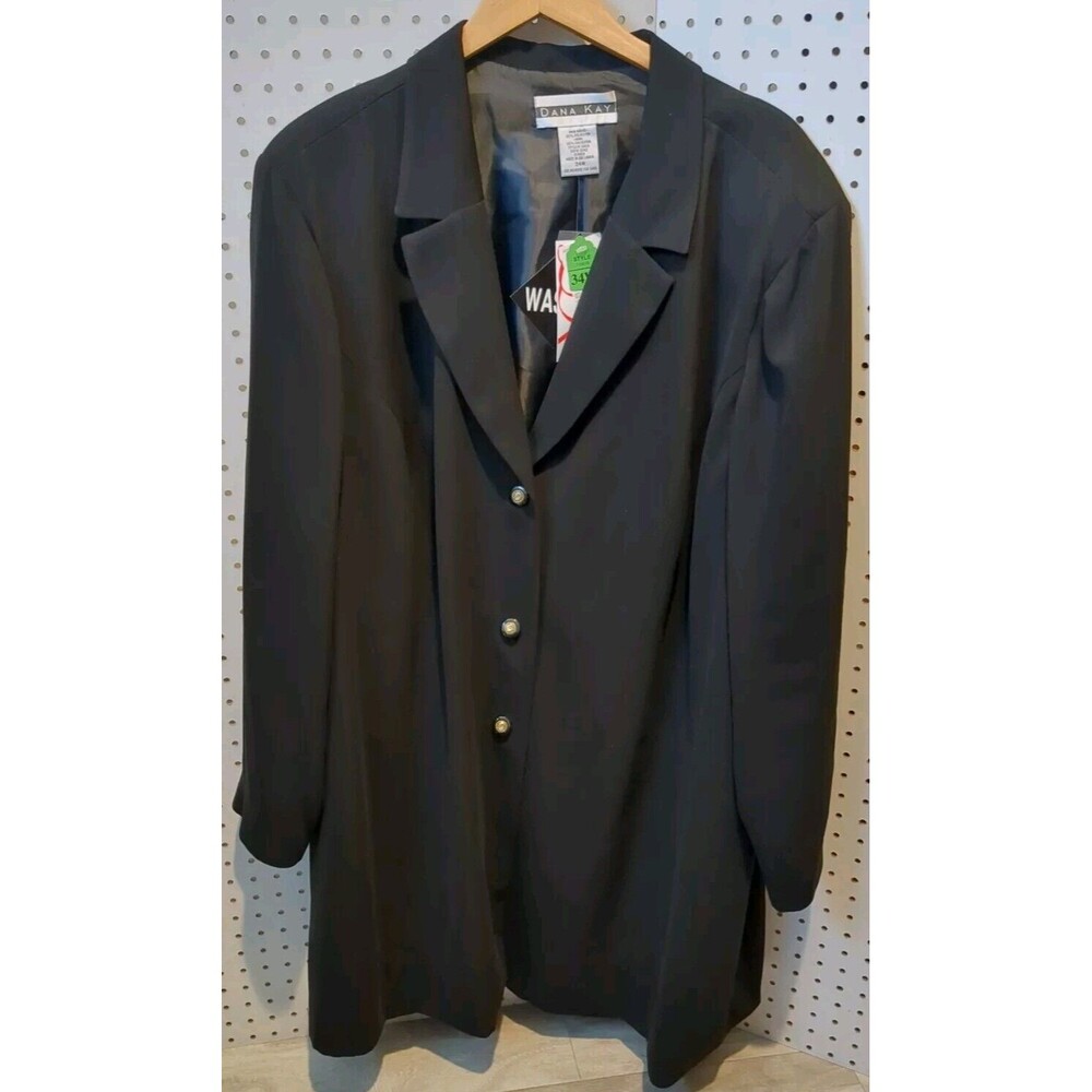Dana Kay Womens Jacket Coat 34W Black Dress